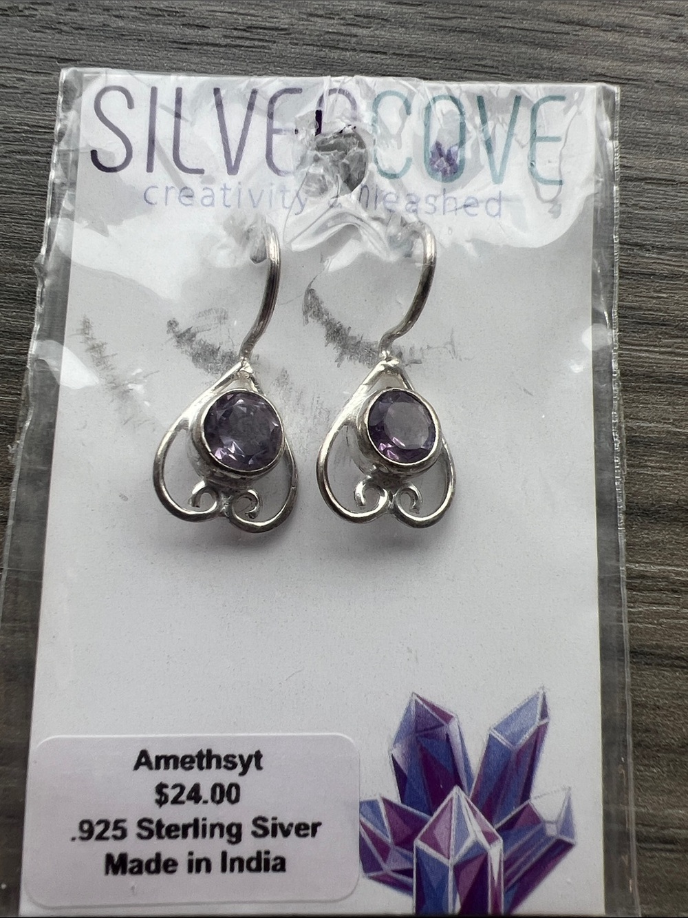 Sterling Silver Earrings with Light Purple Amethyst